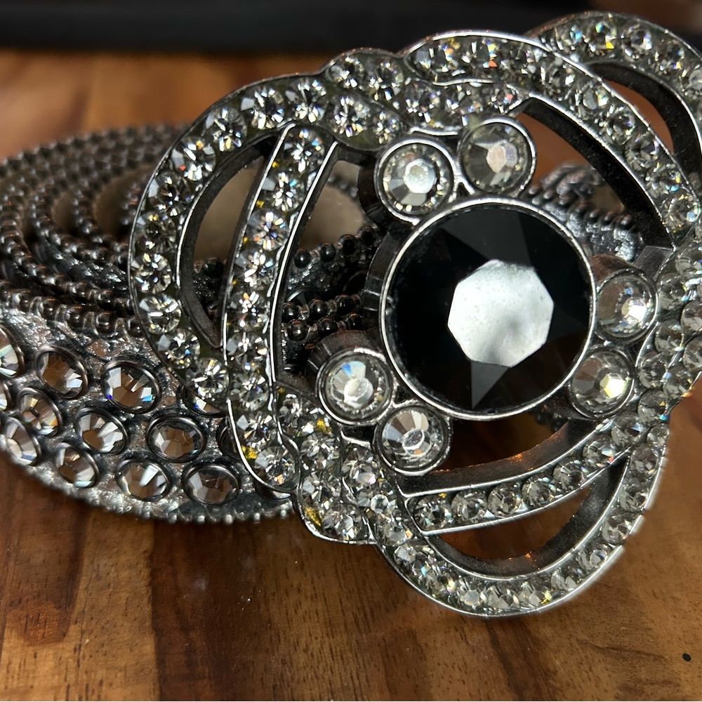 B.B.Simon leather belt stunning bling